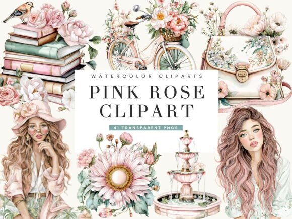 41 Watercolor Pink Rose Clipart: Your New Secret Design Weapon
