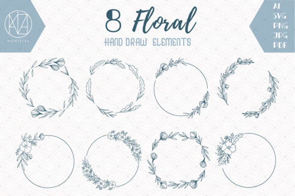 8 Hand-Drawn Leaf Flower Wreath SVGs for Organic Design