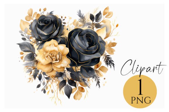 Black and Gold Roses Clipart PNG: A Touch of Luxe