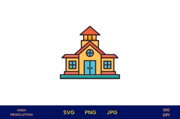Bright School House Vector: A Versatile Design Asset