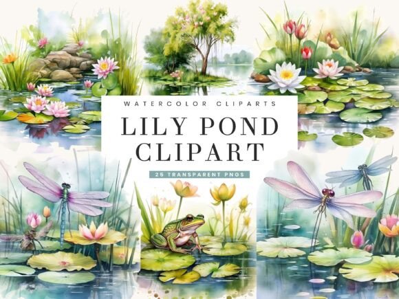 Bring Serenity to Your Designs with a Lily Pond Clipart Bundle