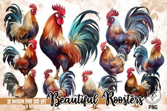 Charming Rooster Watercolor Clipart for Creative Projects