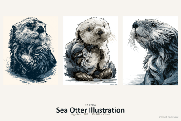 Charming Sea Otter Illustration Set for Creative Projects