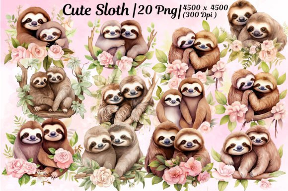 Cute Sloths Couple Watercolor Clipart: Your Secret Weapon for Whimsical Designs