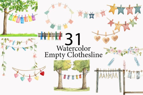 Empty Clothesline and Clothes Peg: A Fresh Visual Asset for Designers