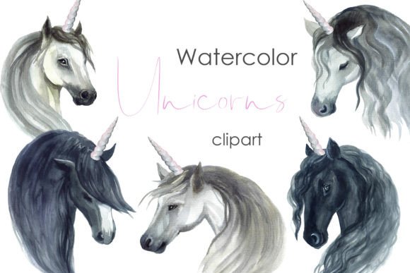 Enchant Your Designs with Hand-Drawn Watercolor Unicorn Art