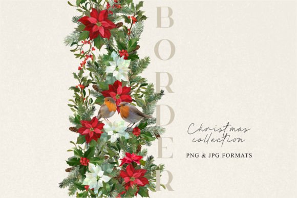Enchanting Christmas Floral Border for Festive Designs