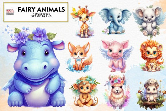 Enchanting Designs with Fairy Animals Sublimation Clipart