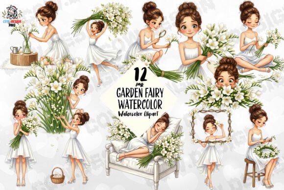 Enchanting Garden Fairy Watercolor PNG for Magical Designs
