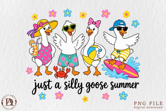 Just a Silly Goose Summer PNG: Playful Design for Creative Projects