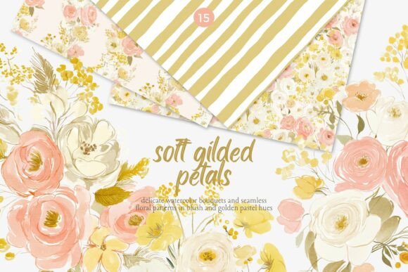 Soft Gilded Floral Clipart: A Designer's Dream Bundle