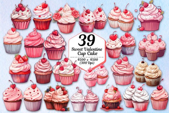 Sweet Valentine Cupcakes Clipart PNG: 39 High-Res Designs