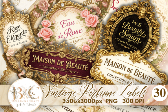 Vintage Perfume Labels PNG Bundle: Timeless Design for Modern Projects