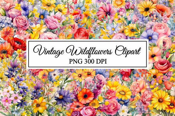 Vintage Wildflowers Watercolor Clipart Set: Timeless Floral Design