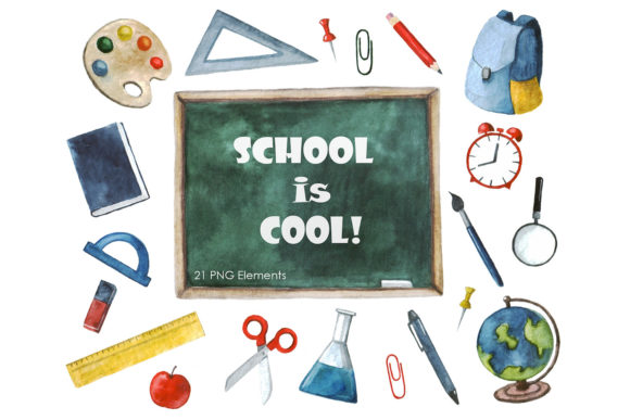 Watercolor School Elements: Your DIY Design Toolkit