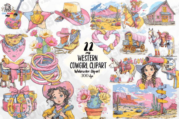 Western Cowgirl Clipart PNG: Bold Graphics for Creative Projects