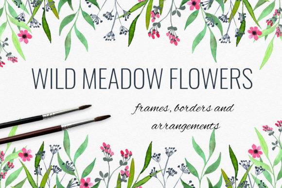 Wild Meadow Flowers Frames: Fresh Summer Graphics for Your Designs